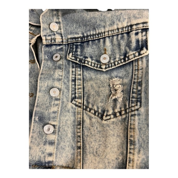 Jean Jacket Acid Wash Cropped Destroyed Size Xs - Picture 6 of 10